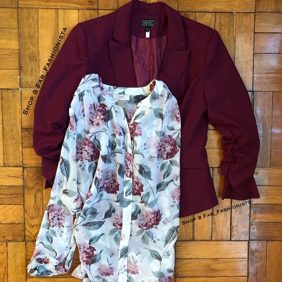 ❗️SOLD❗️Loft floral blouse & blazer jacket bundle size medium - Picture 8 of 10